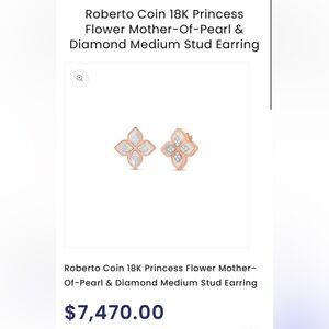 Roberto Coin Venetian Princess 18k rose, mother of pearl, and dia stud earrings